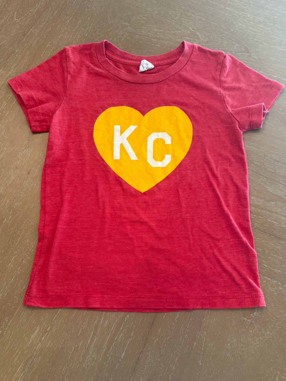 Red Kids Short-Sleeve Tee with Yellow Heart KC Graphic